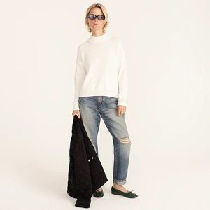 J.Crew Ivory Cotton-Cashmere Patch-Pocket Mockneck Sweater Size Medium